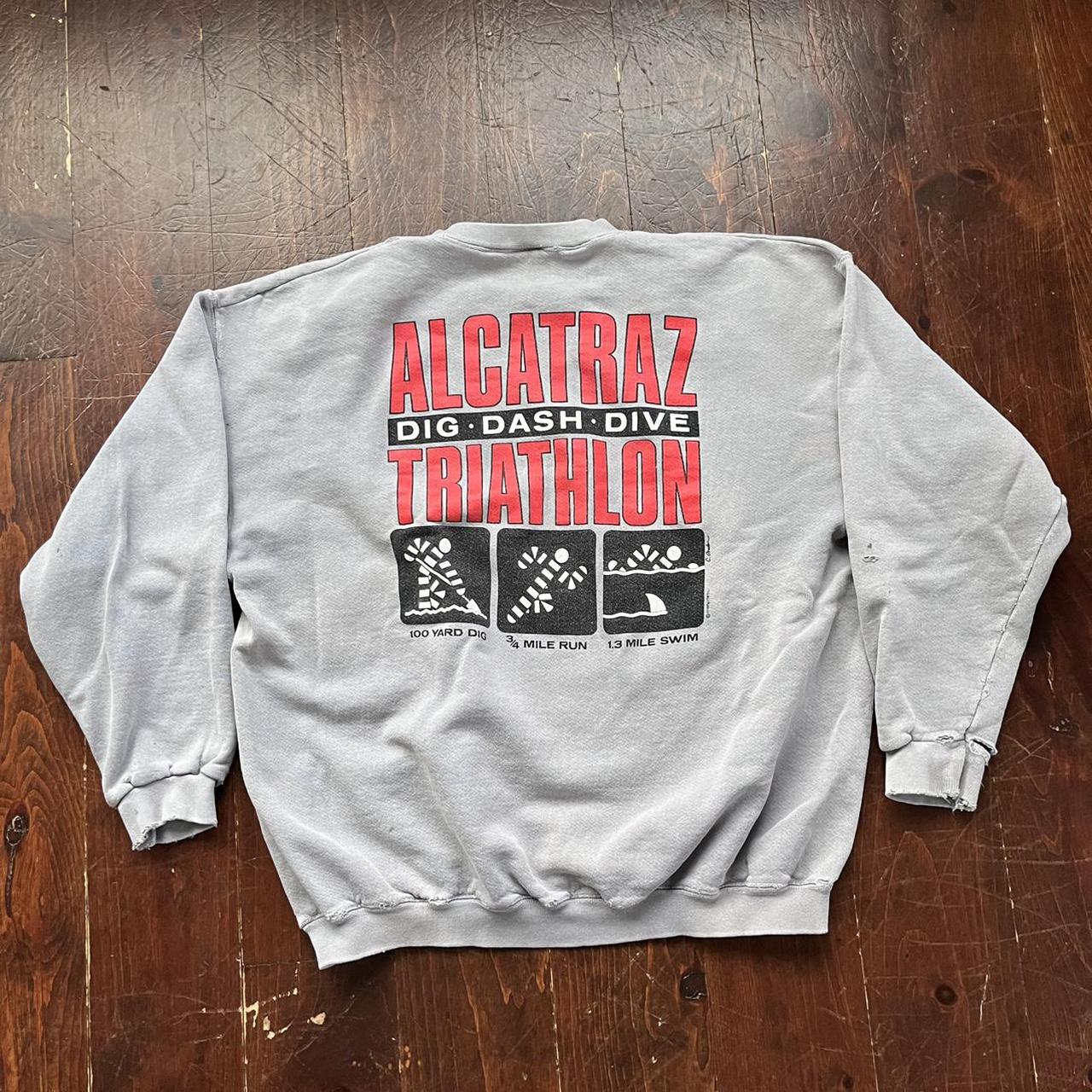 Vintage Alcatraz Triathlon Crewneck Sweatshirt... - Depop