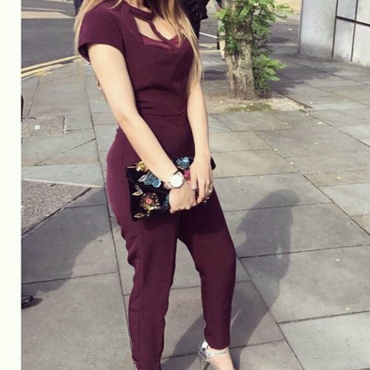 petite burgundy jumpsuit for sale size 6 only worn