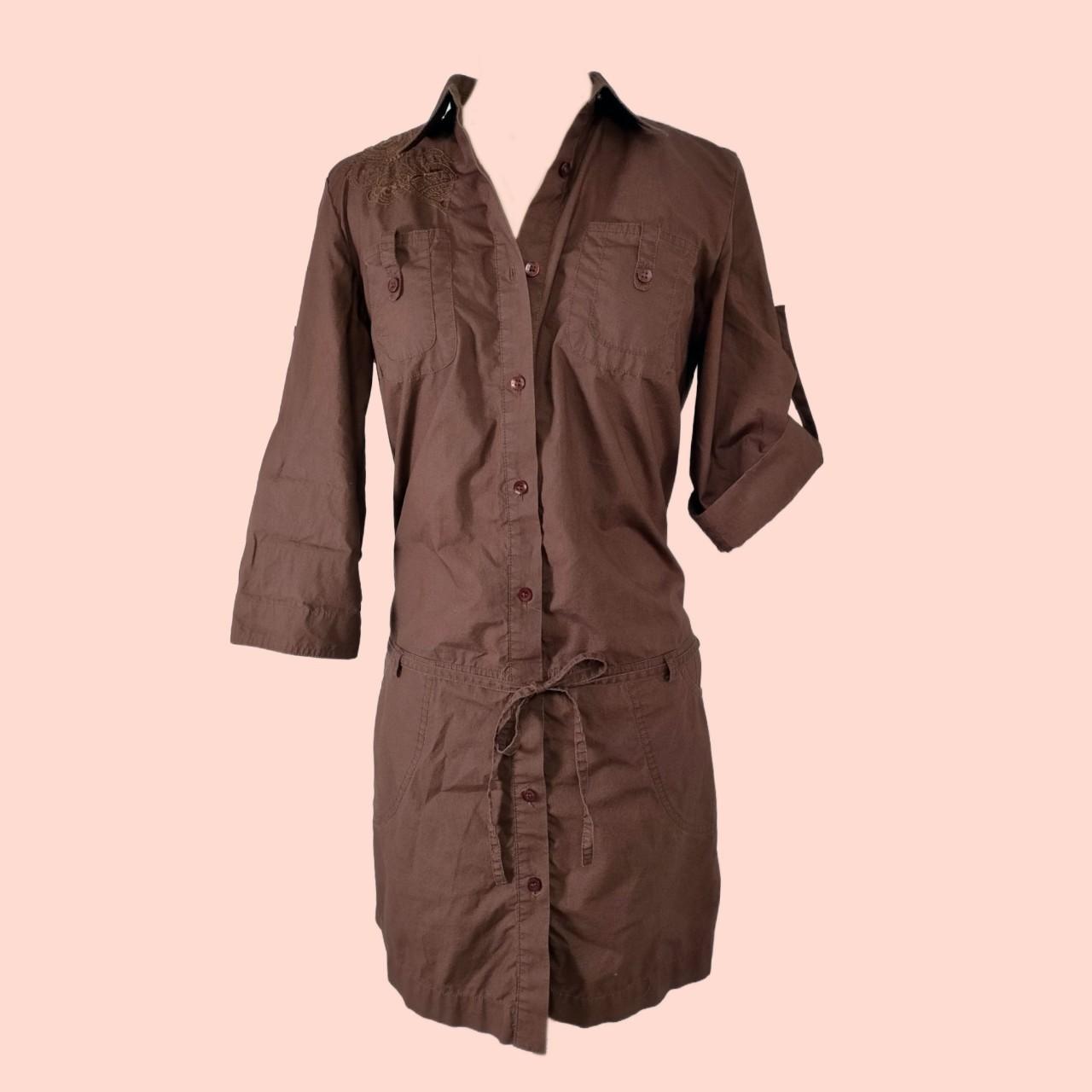 Y2K BROWN CARGO MINI DRESS UTILITY DRESS SHIRT DRESS