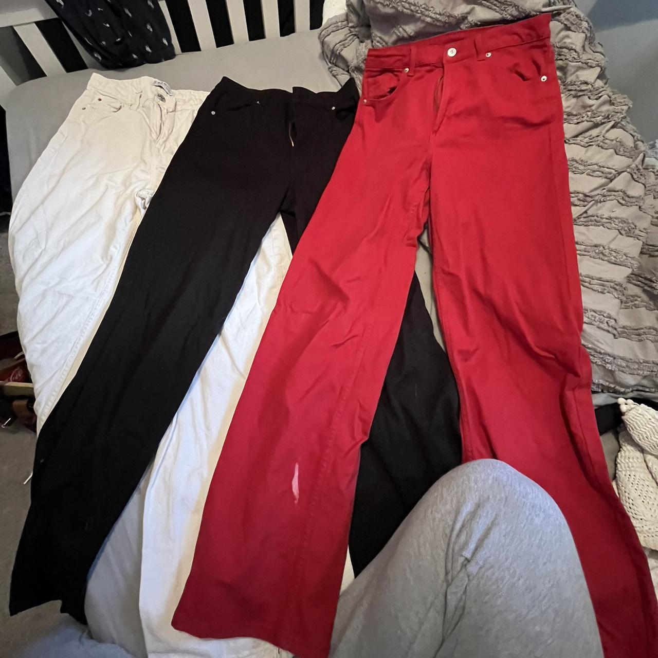 Red, White and Black flared jeans. All from H&M and... - Depop