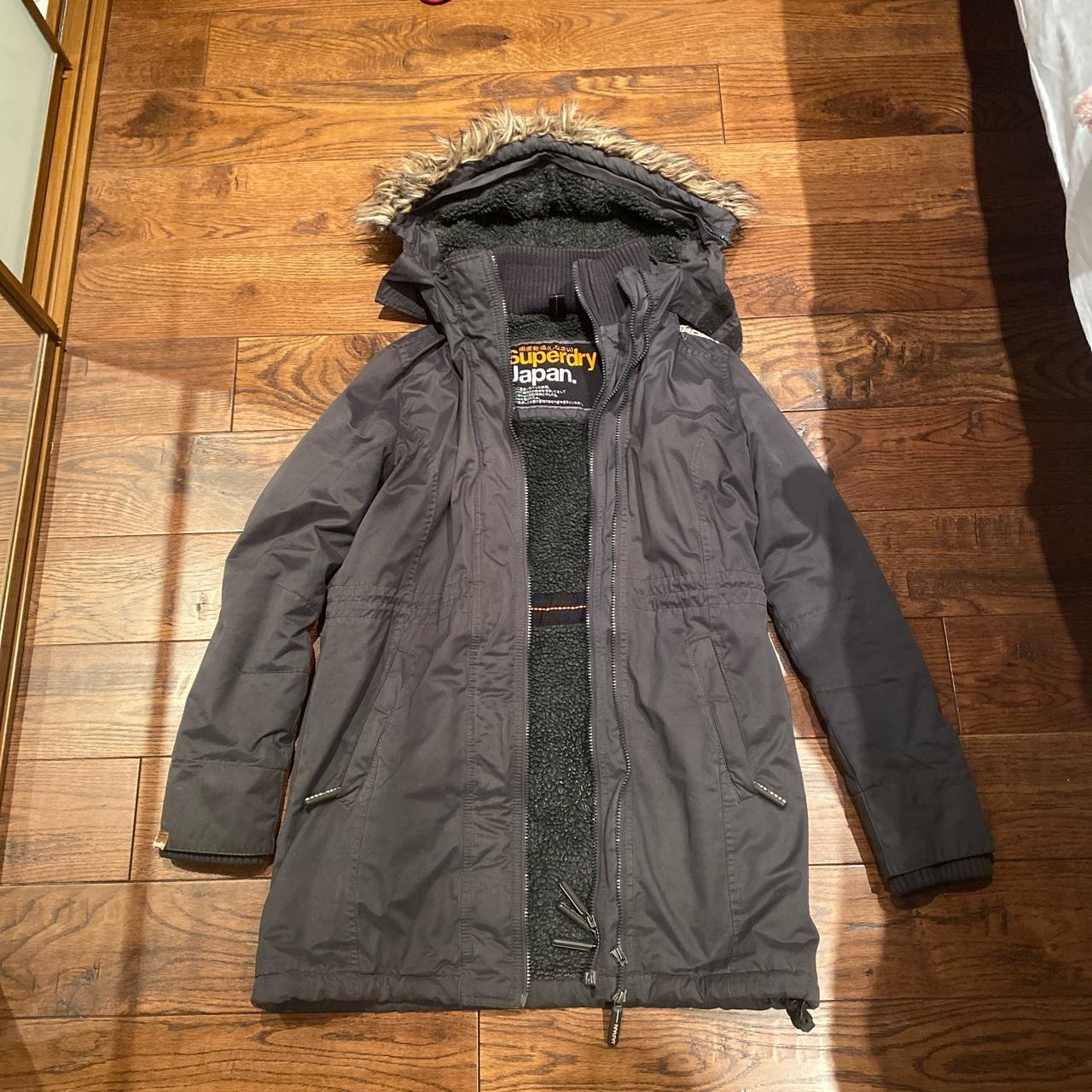 Ladies grey superdry coat best sale