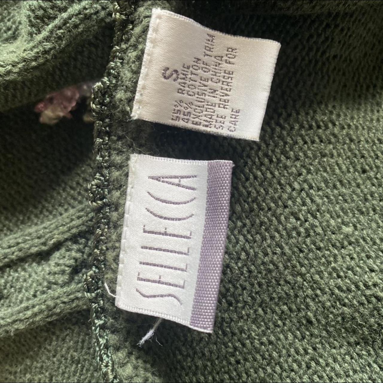 Dark green vintage sweater with embroidered... - Depop