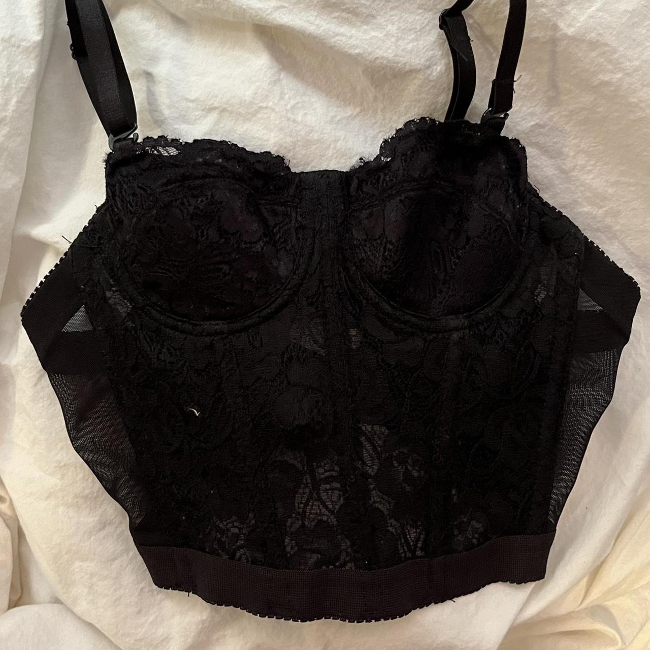 black lacy corset with straps you can take on and... - Depop