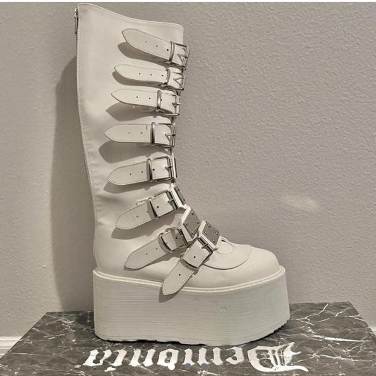 demonia trinity boots white