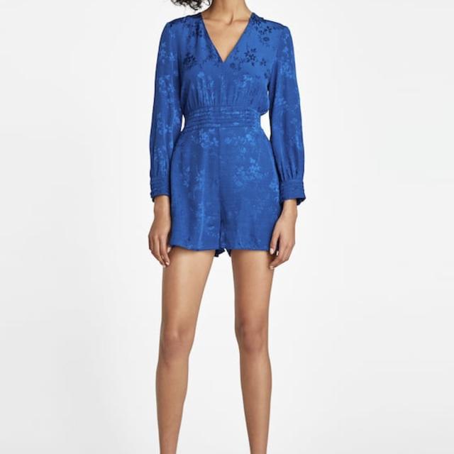 blue playsuit zara