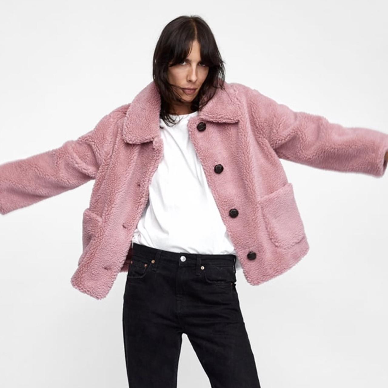 zara pink fleece jacket