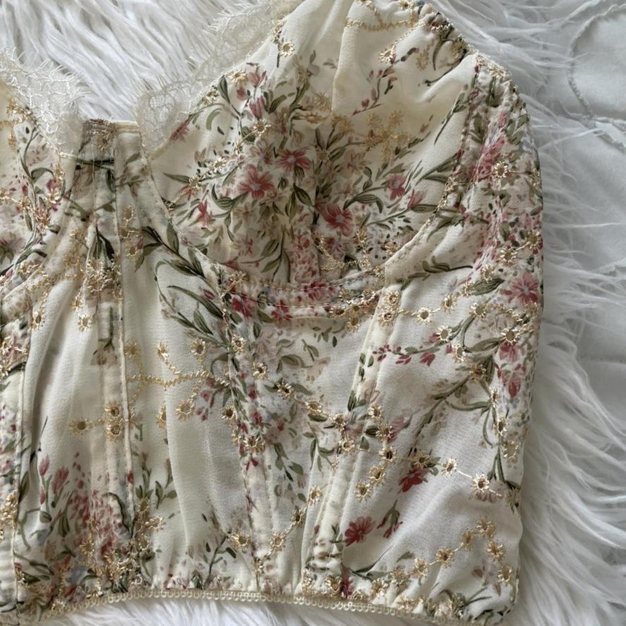 Vintage Floral Backless Bustier Corset Featuring - Depop