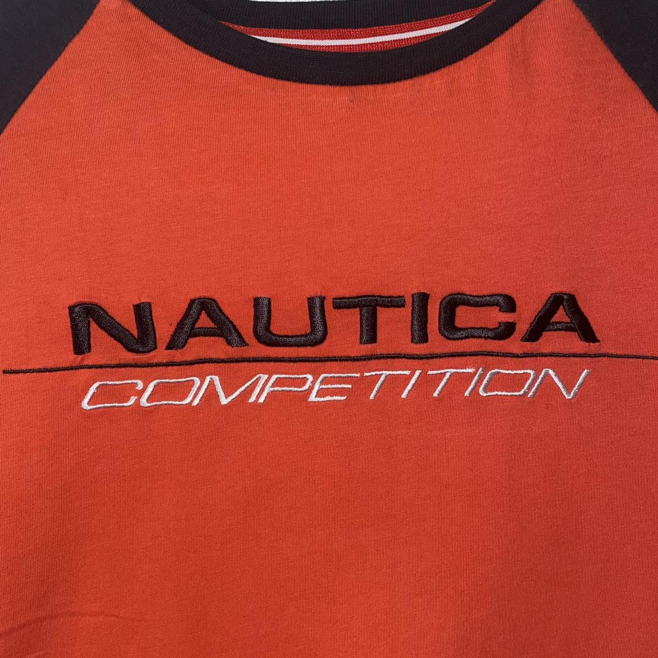 Nautica Men's Orange and Black T-shirt | Depop