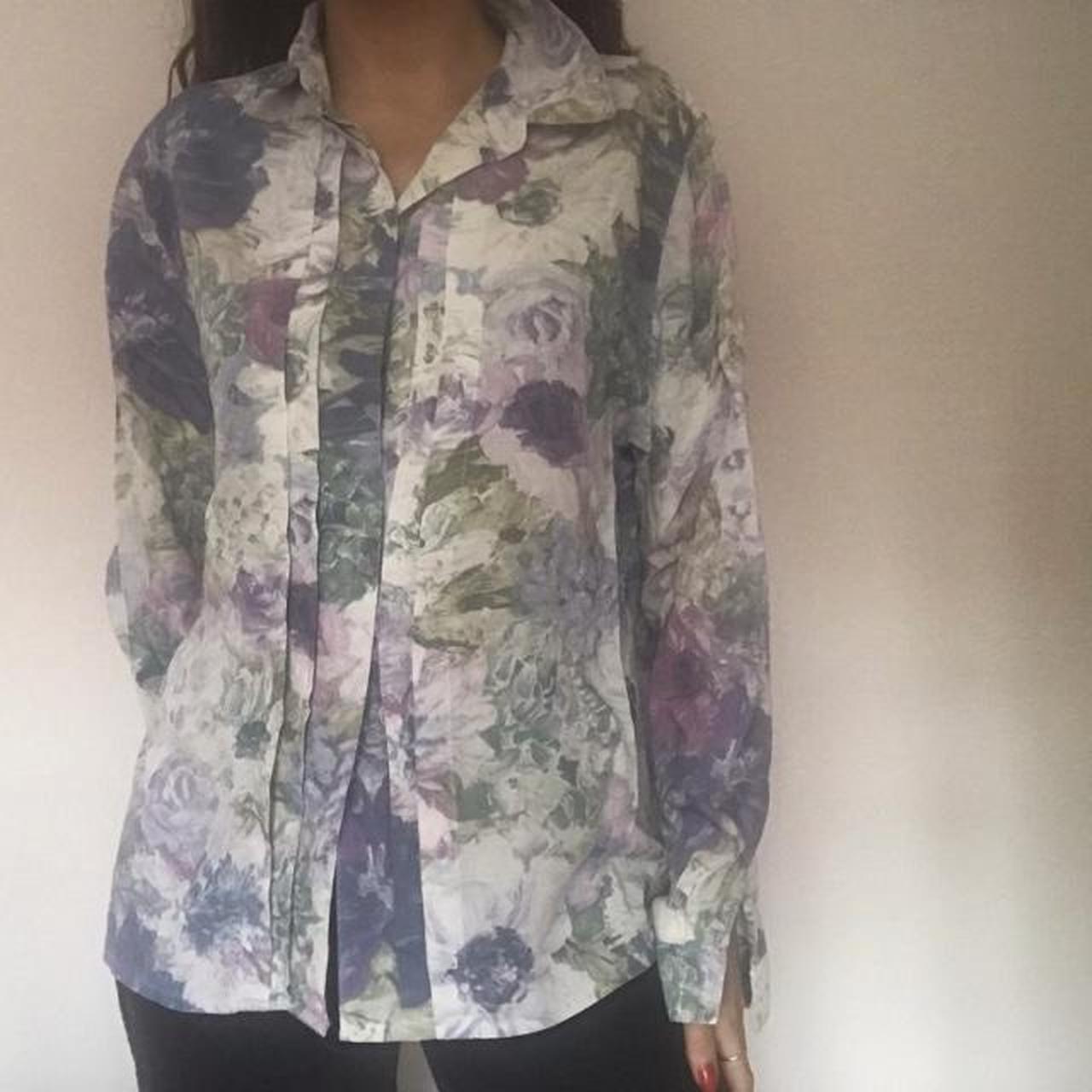 Women's White and Purple Blouse (2)
