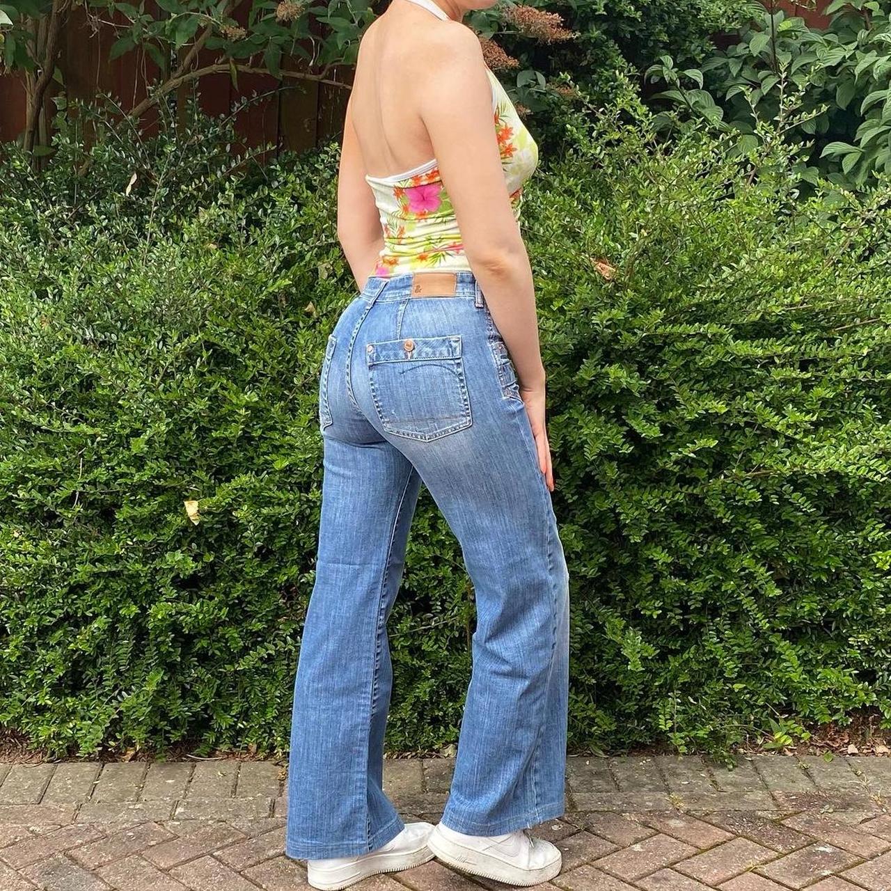 Y2k Drop💫 ⭐️ Mid Rise Blue Denim Flared Jeans ⭐️ In Depop 7081