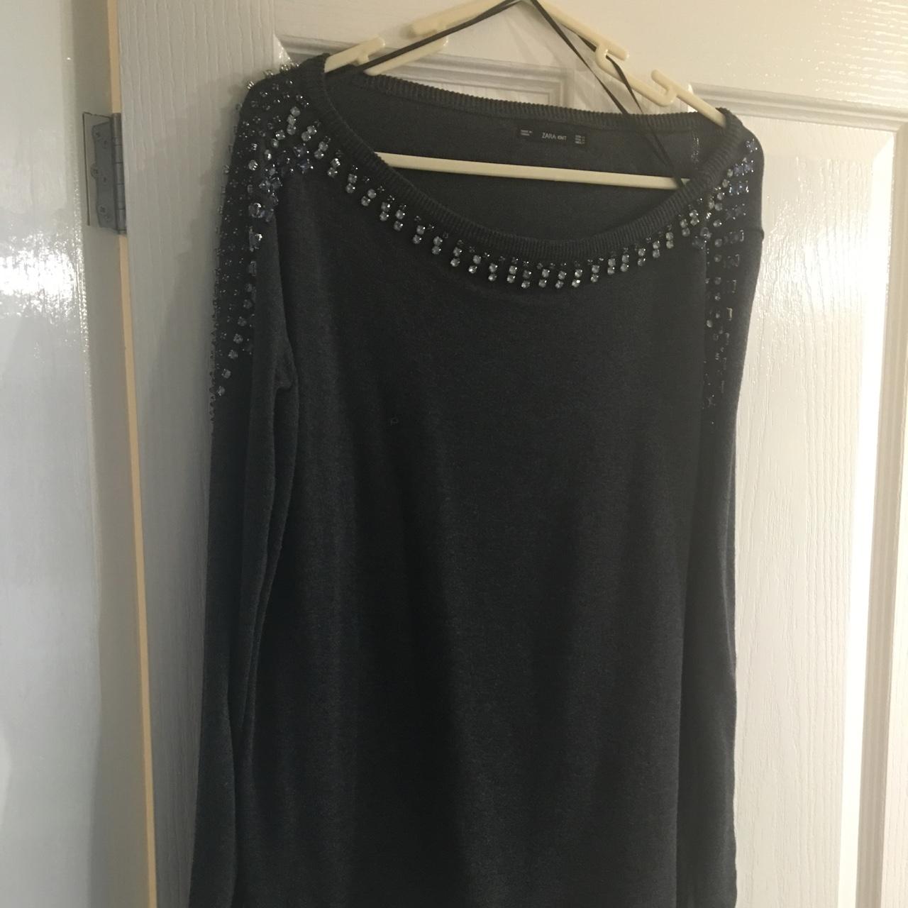 Zara jumper, grey with neck detail. Worn once. - Depop