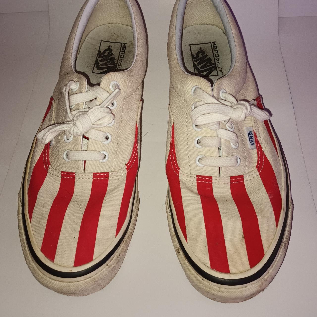 Vans Shoes Red and white striped UK 9.5... - Depop