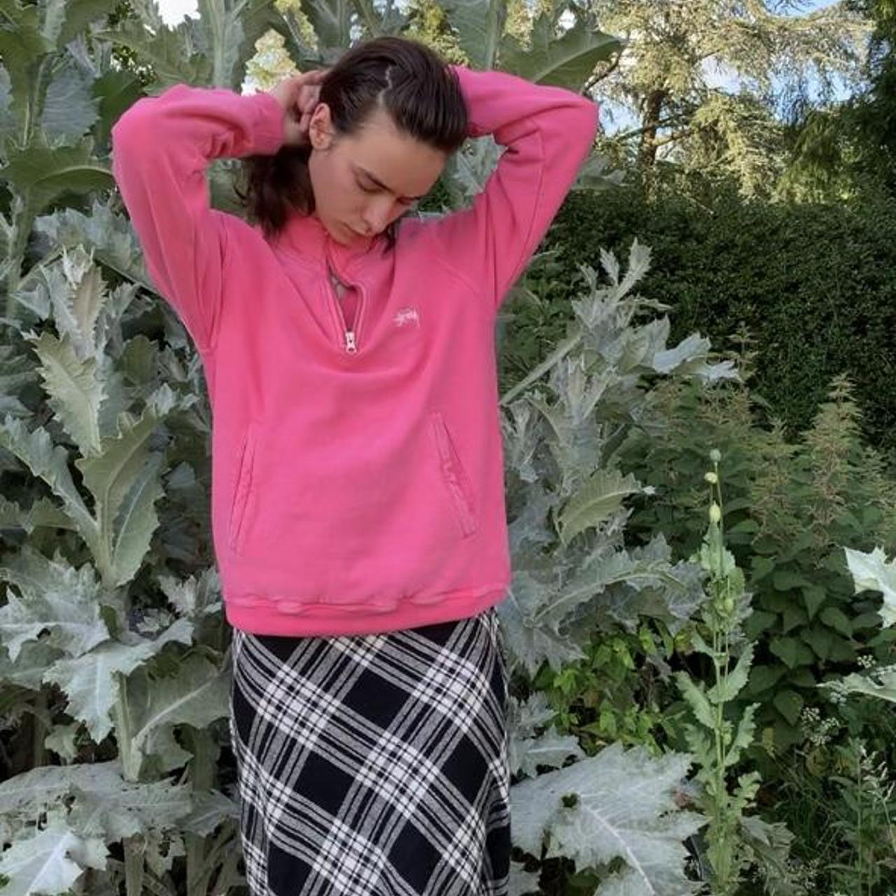 Vintage STUSSY pink high neck hoodie / sweatshirt!... Depop