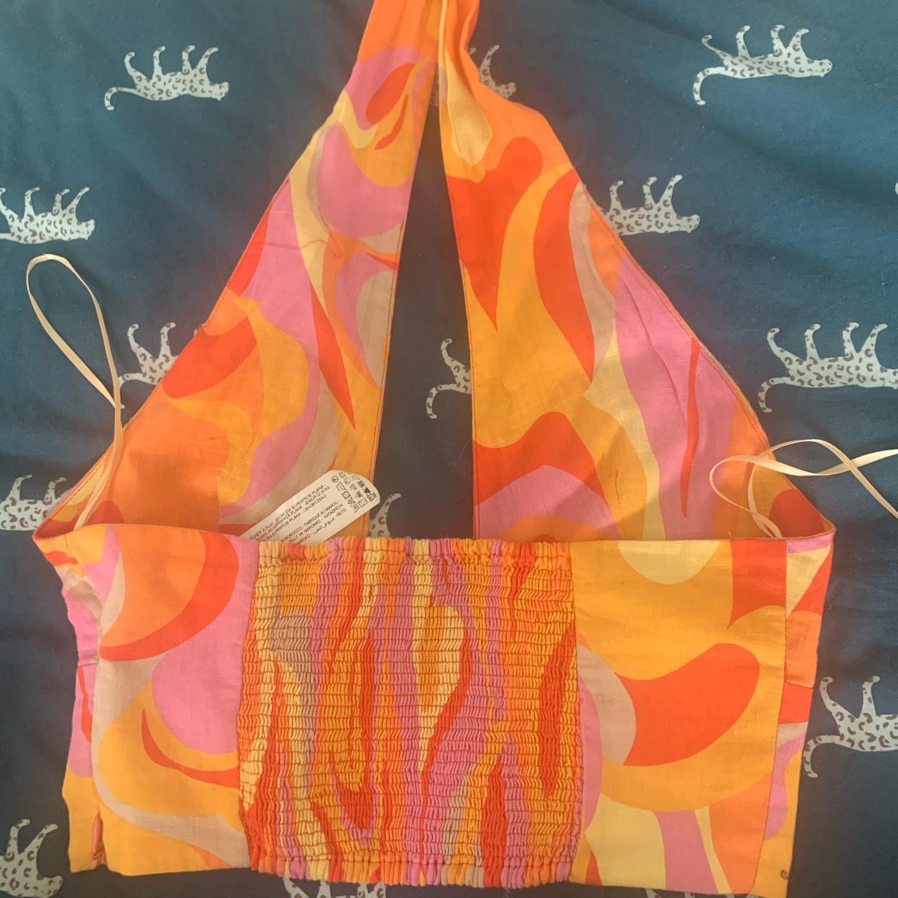 ZARA halter top worn twice sumer colours... Depop