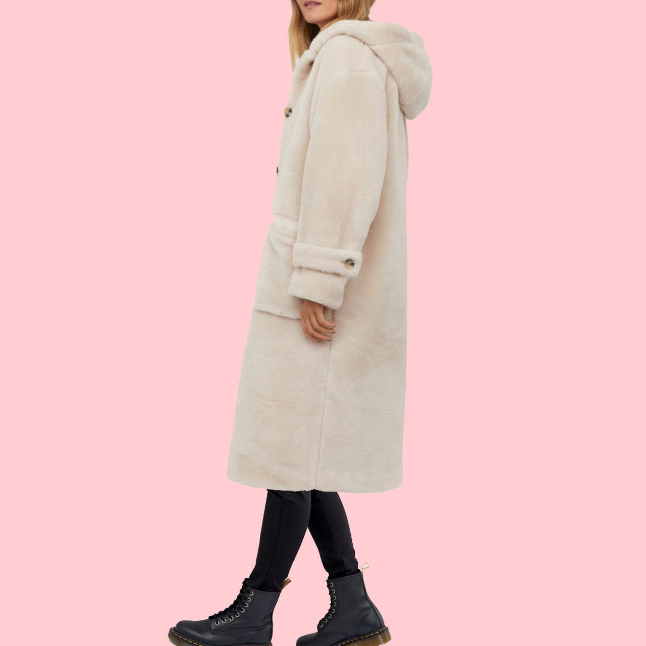 h&m wool faux fur teddy coat