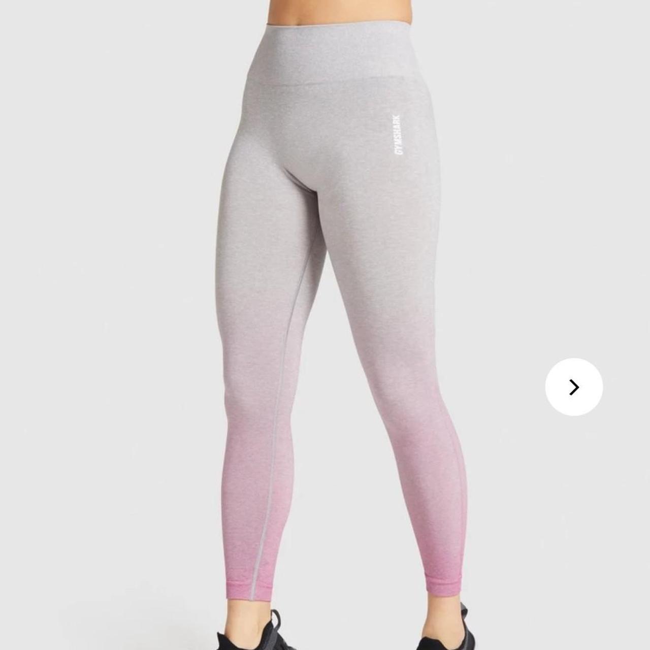 Ombré pink and grey Gym Shark leggings in size XS, - Depop