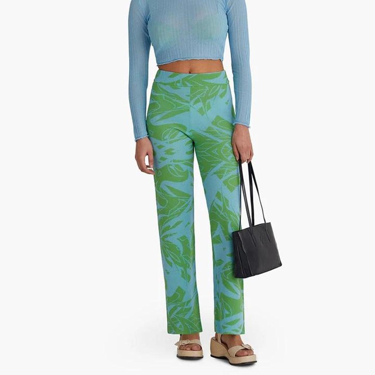 パンツ Paloma Wool Blue Green Chasis Pants Paloma Wool Chasis Pant Blue/ Green - Size Medium | Depop