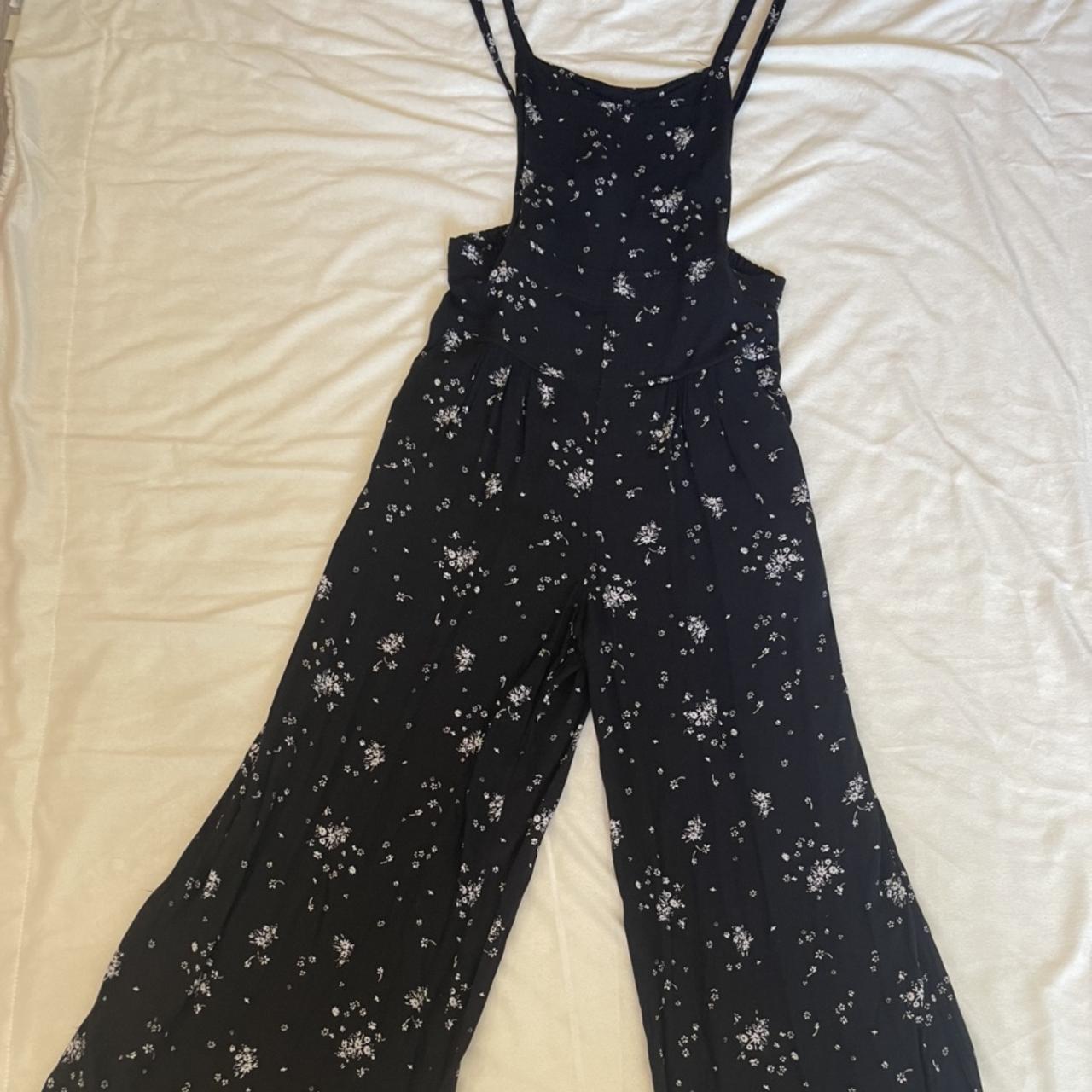 Free sold People Black Floral Jumpsuit