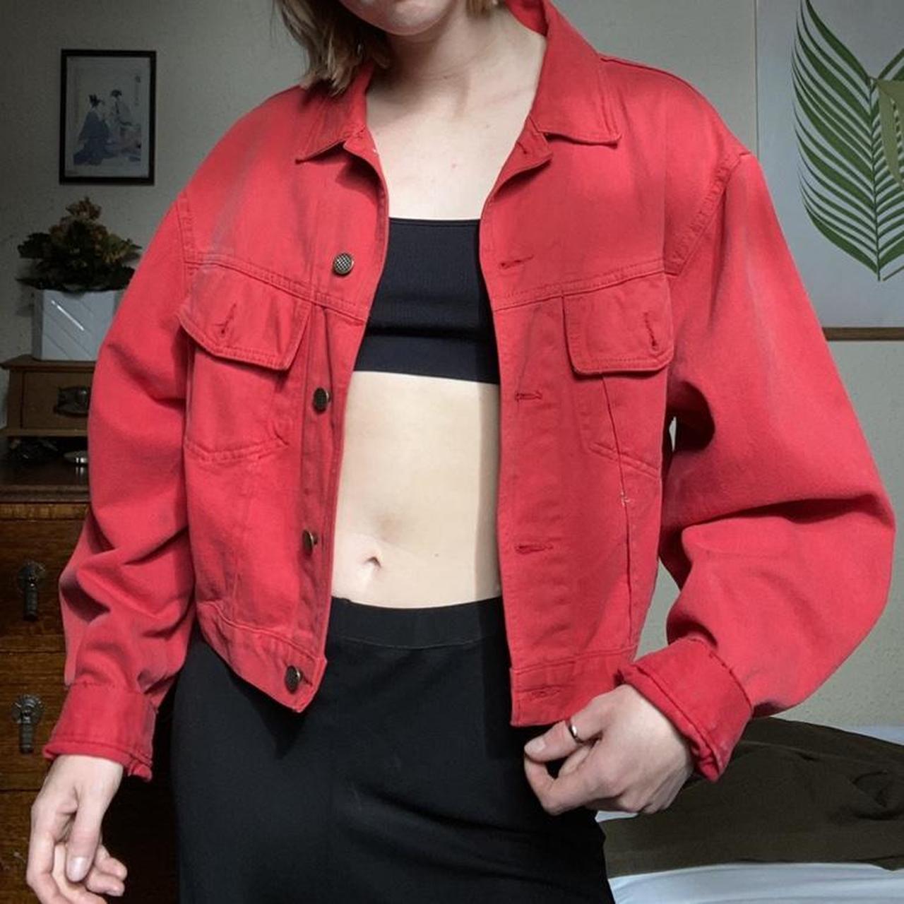 vintage red denim jacket