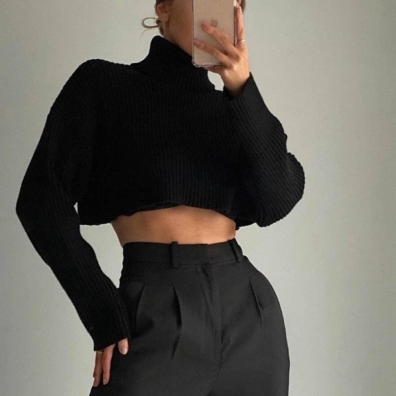 zara black cropped jumper