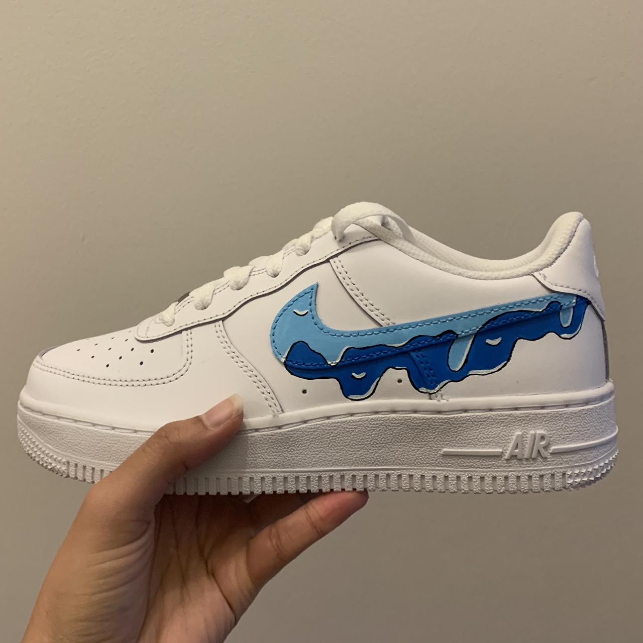 Drippy Swoosh Nike Air Force 1's Low White - 𝗦𝗜𝗭𝗘𝗦... - Depop