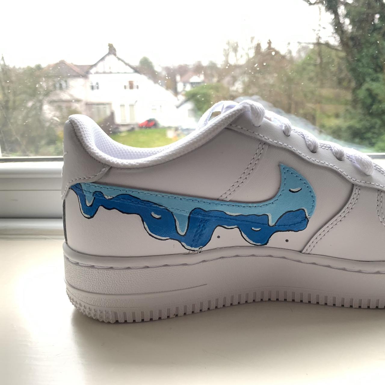 Drippy Swoosh Custom Nike Air Force 1's Low White 