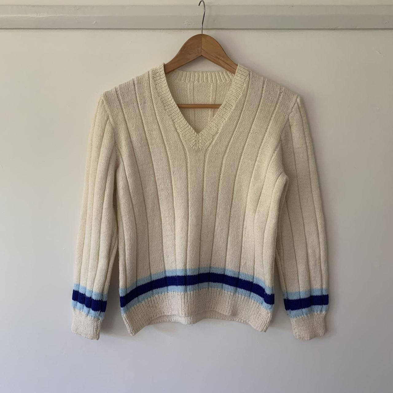 Vintage knit sweater. Preloved vintage cream and... - Depop