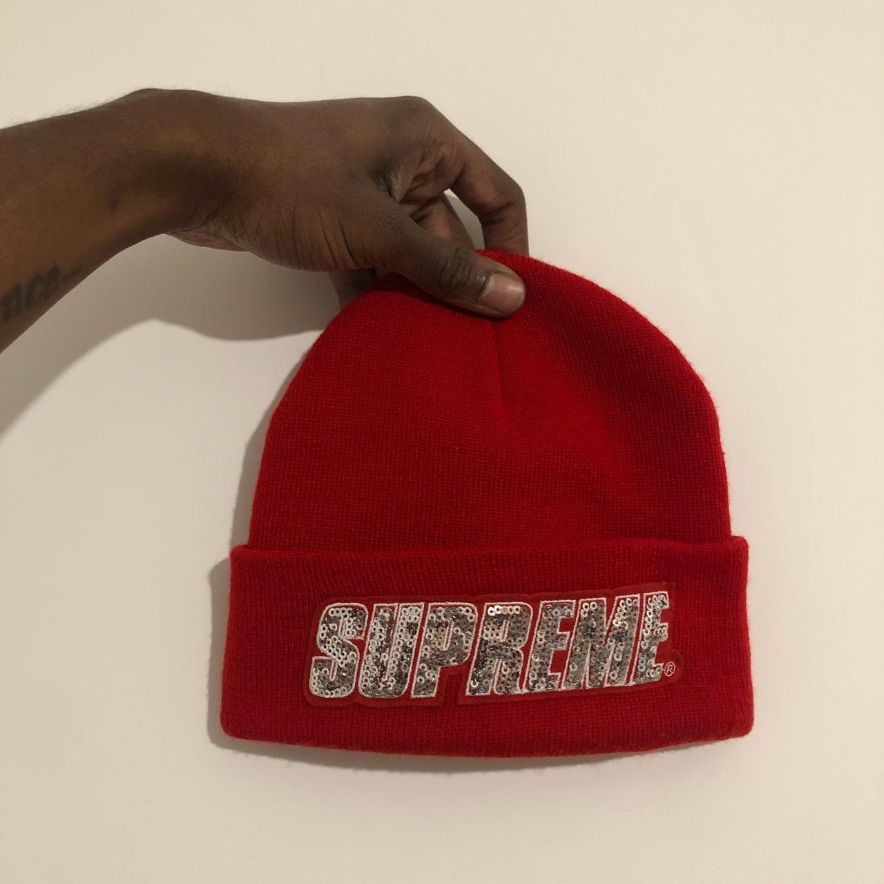 Red Supreme Beanie/Scully, Sparkle/ Sequins...
