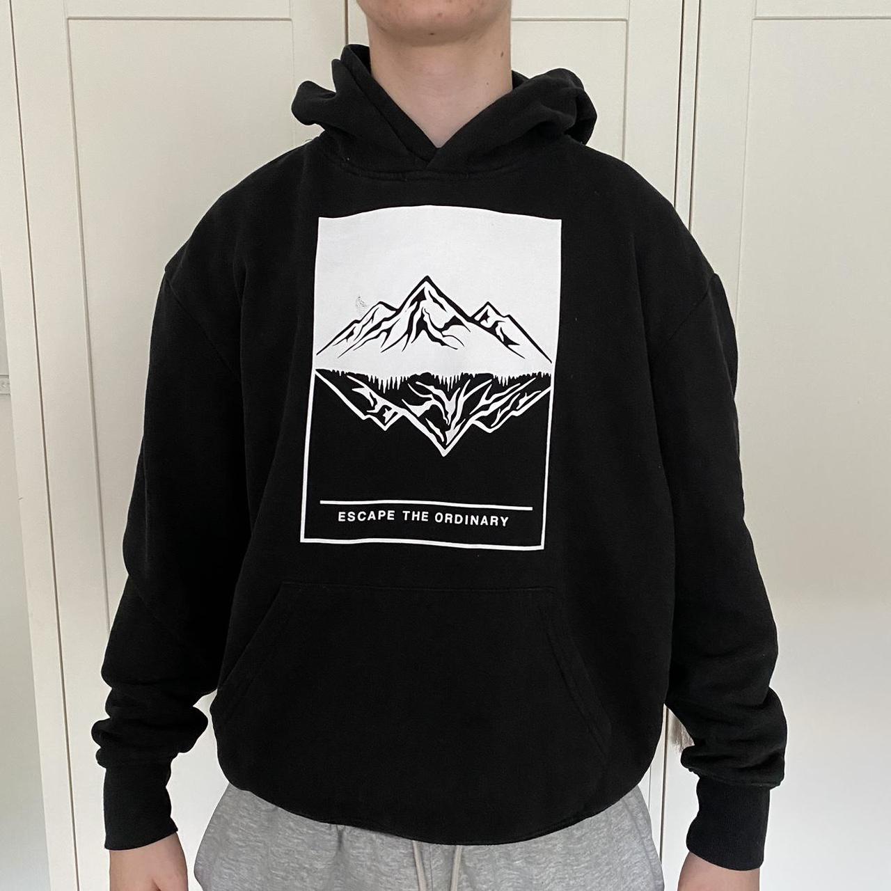 Primark Men's Black and White Hoodie Depop