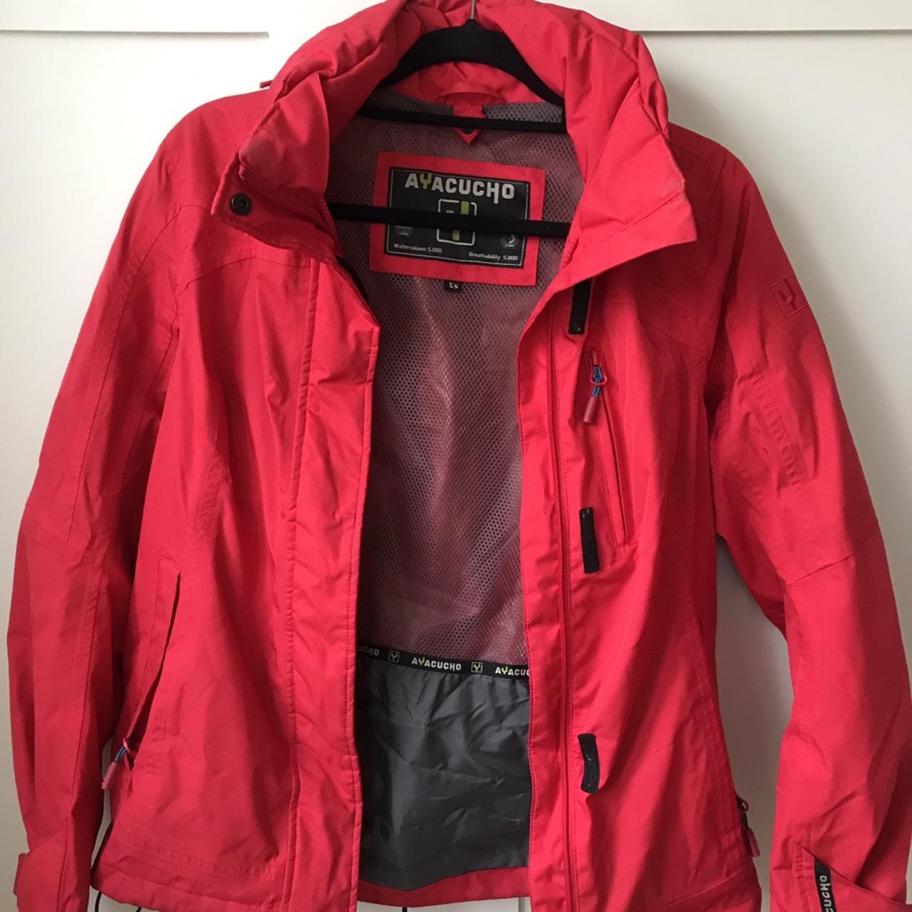 Red rainjacket/ ski jacket great colour in... - Depop