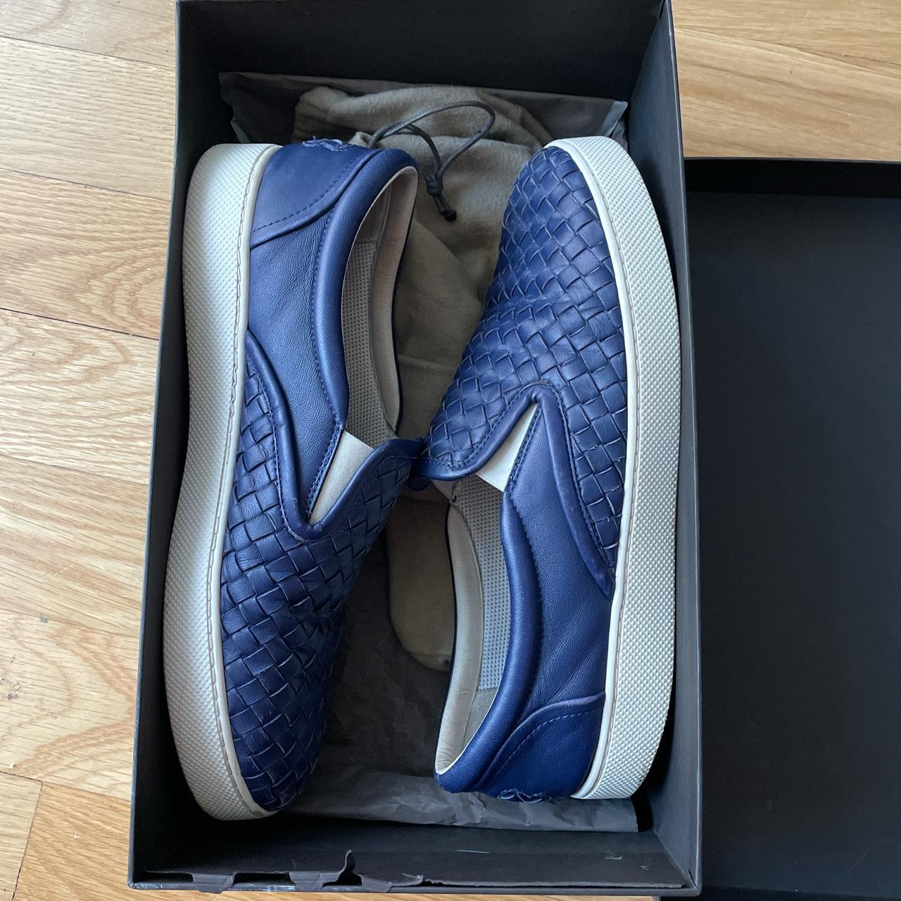 Bottega Veneta intrecciato sneakers Leather in blue, | Depop
