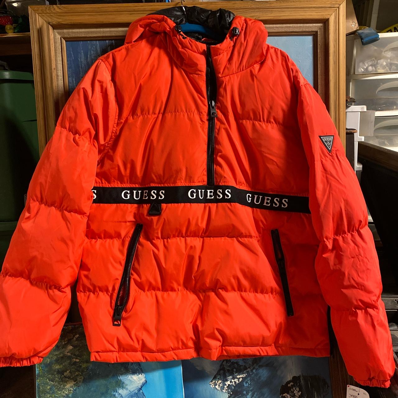 orange guess bubble coat