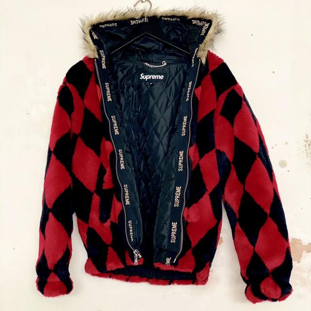 Supreme Jacket:- Supreme diamond faux fur... - Depop