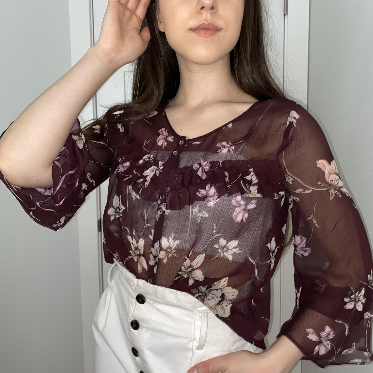 Sheer, floral blouse. It's completely sheer, in - Depop