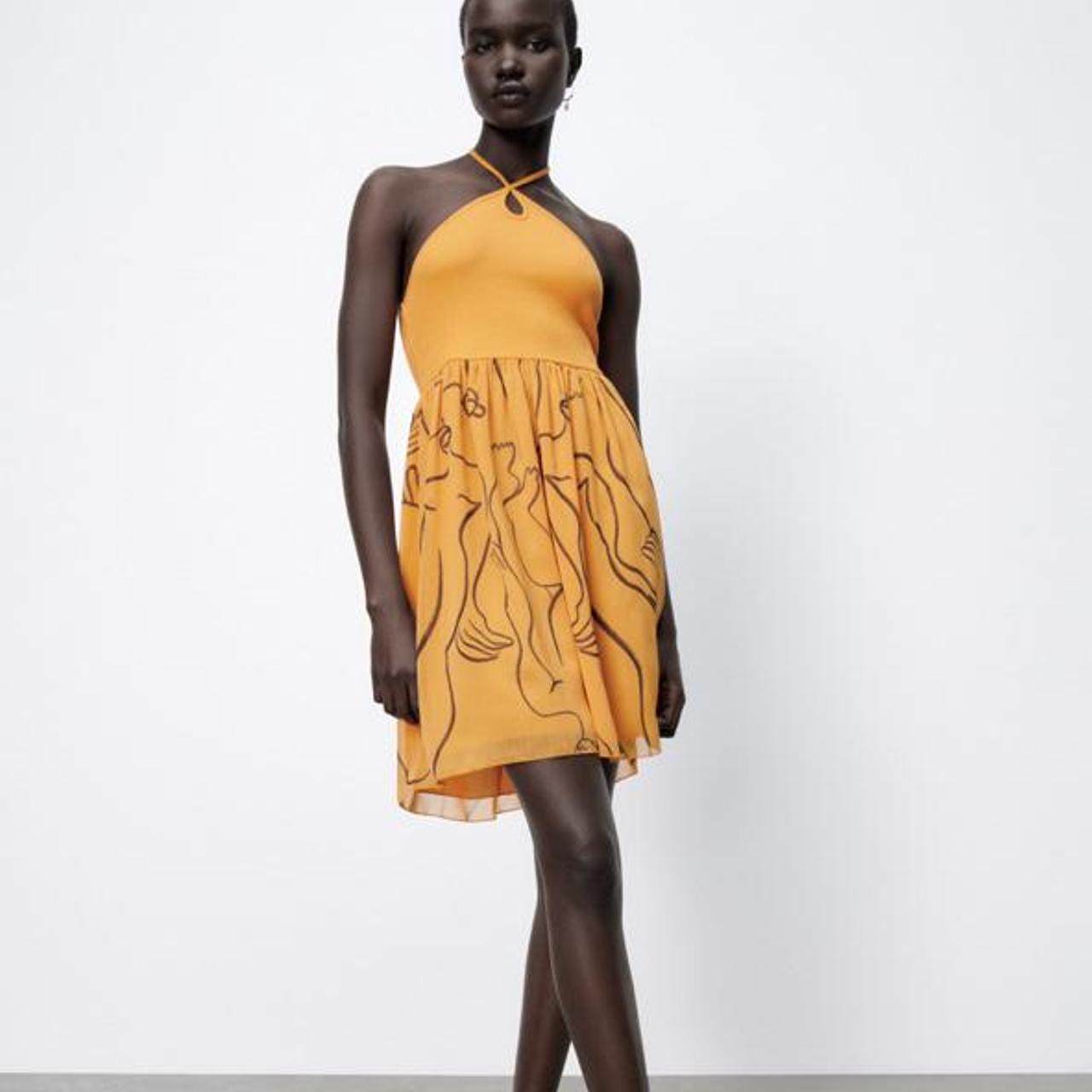🧡orange zara x dina dress never been worn size s... Depop