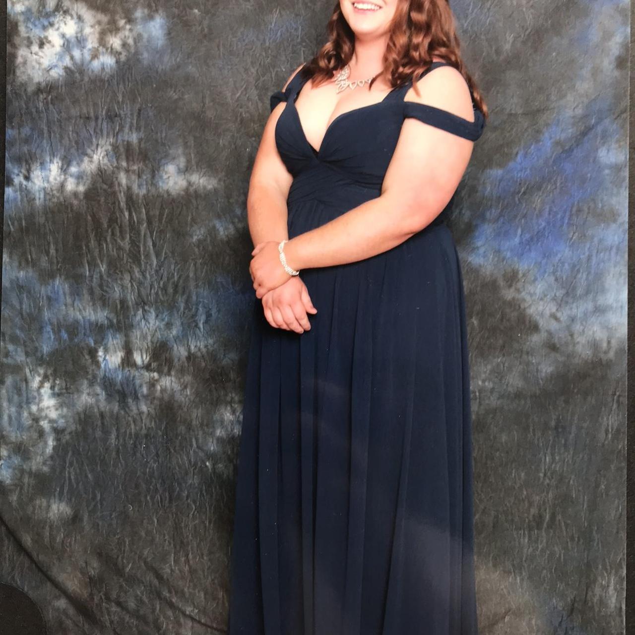 Forever Unique navy plus size plunge formal dress