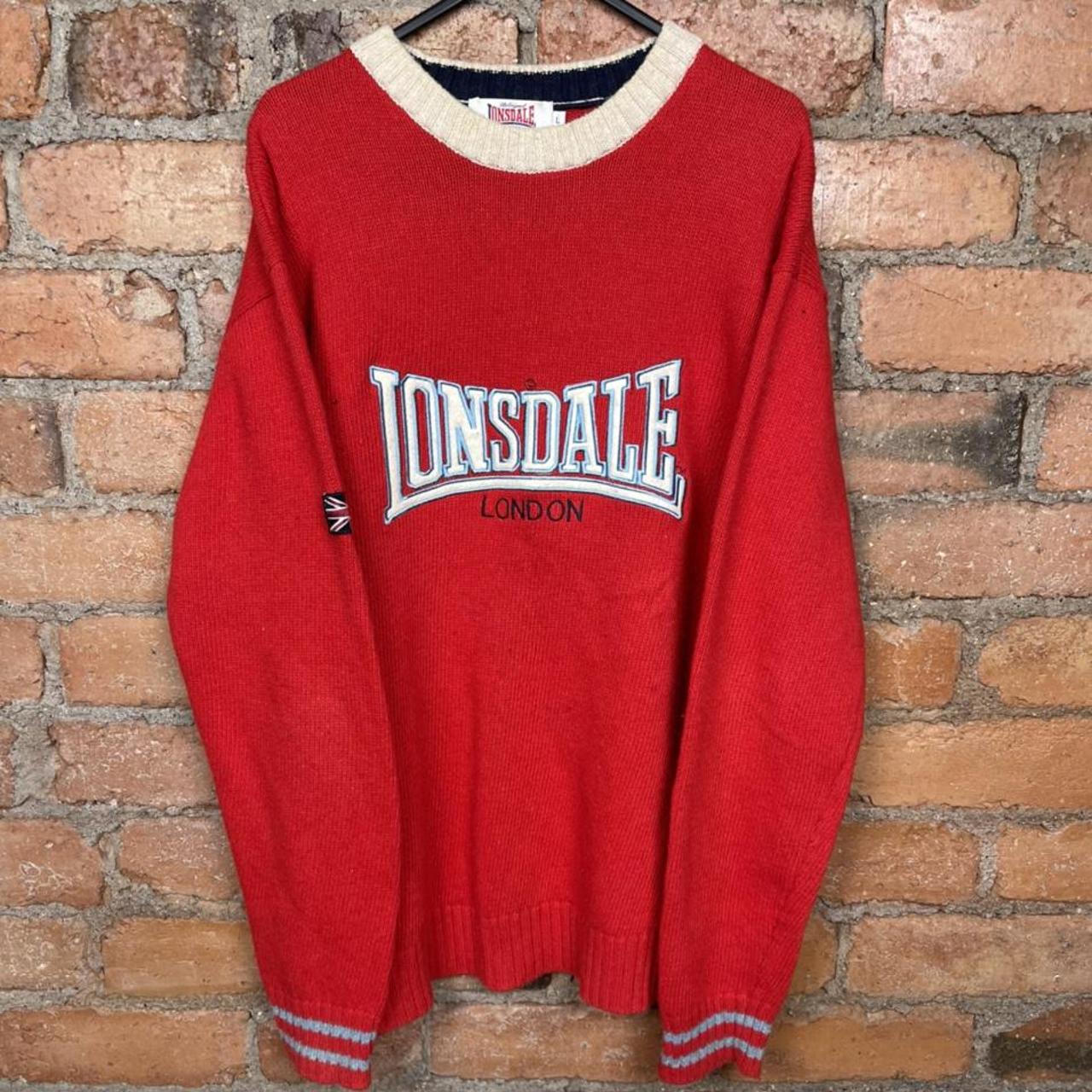 Vintage 90s Lonsdale knitted sweatshirt, large... - Depop