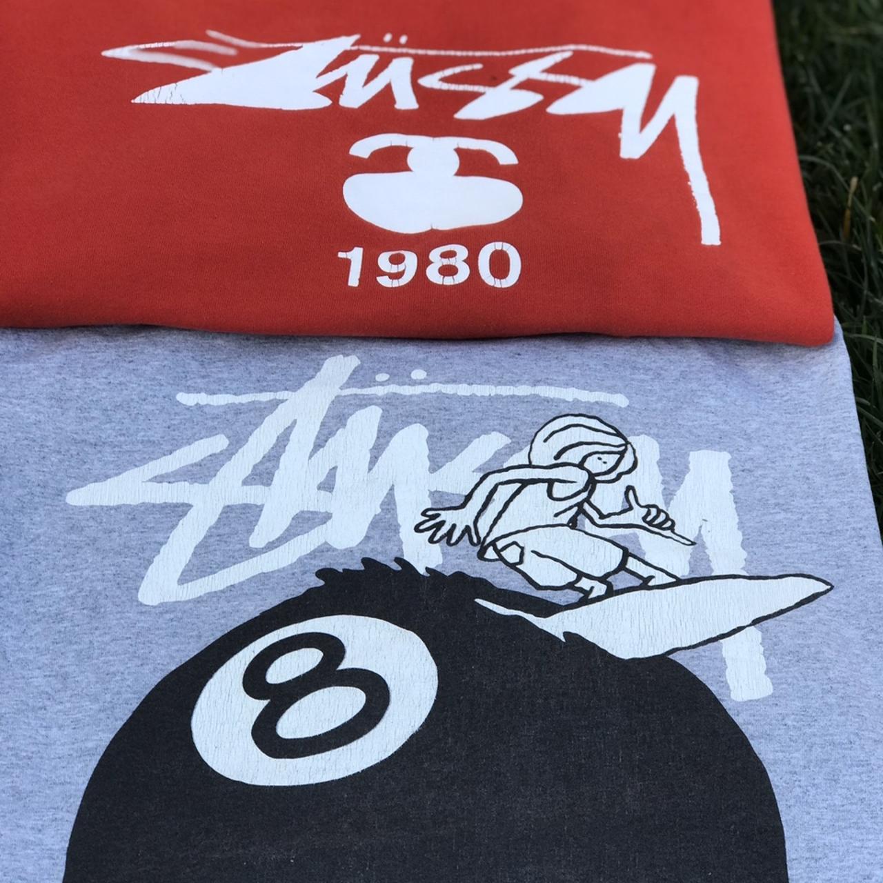 90s Stussy , Grey 8 Ball Size L, Zip Up Hoodie Red...