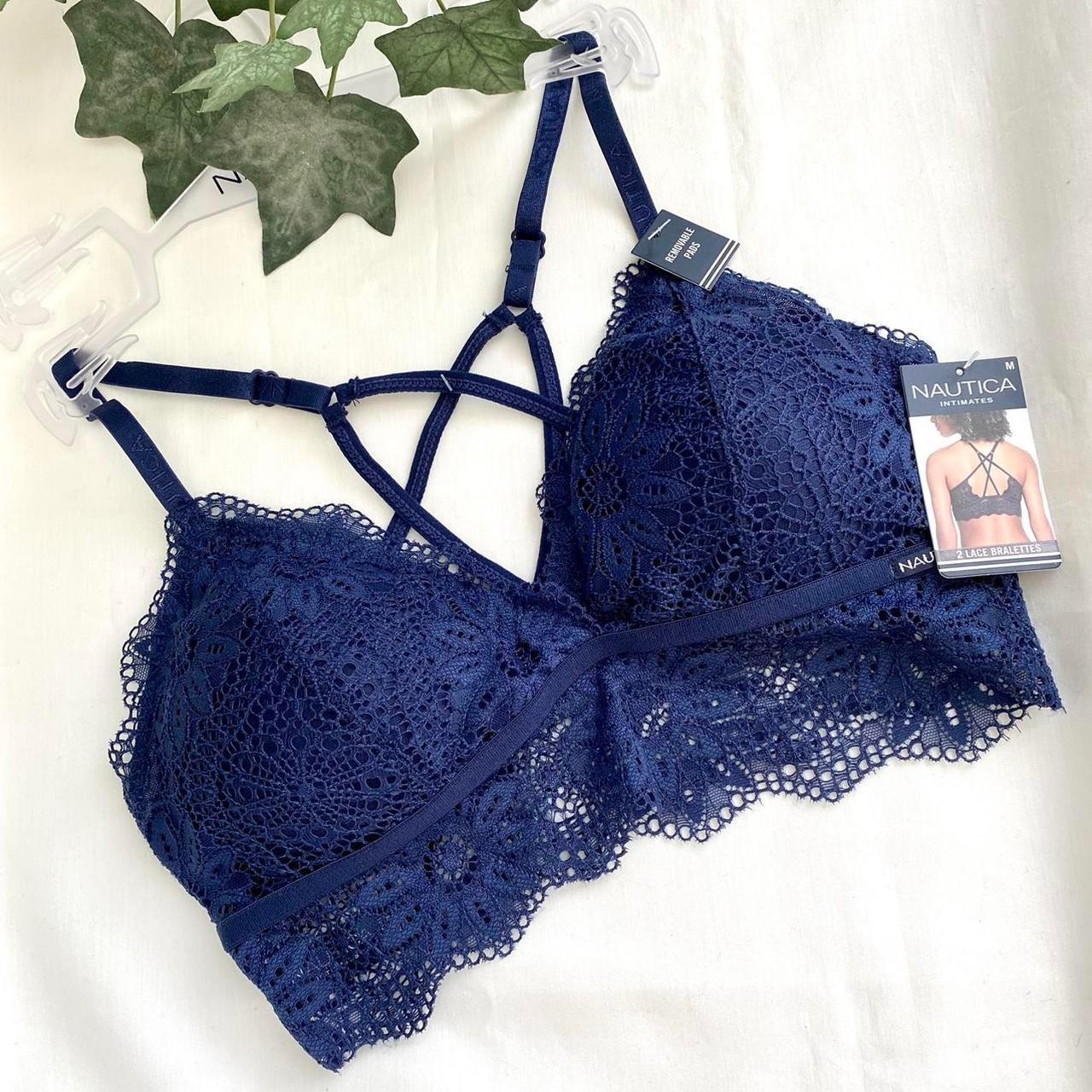 Nautica lace bralette in navy blue. Brand new with - Depop