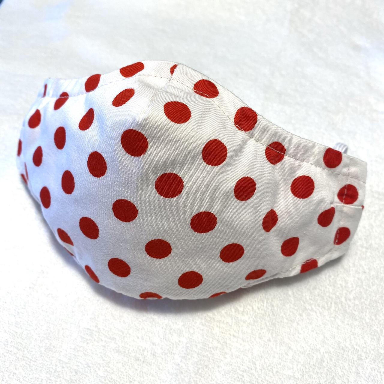 White and red polka dot face mask handmade by yours... - Depop