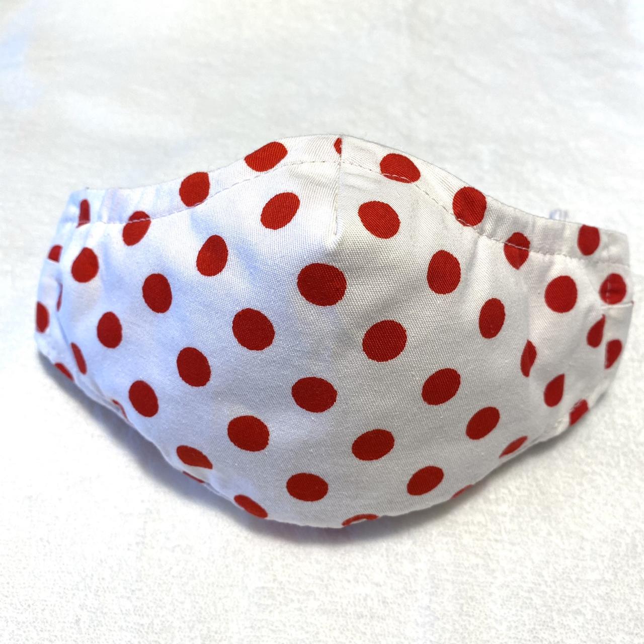 White and red polka dot face mask handmade by yours... - Depop