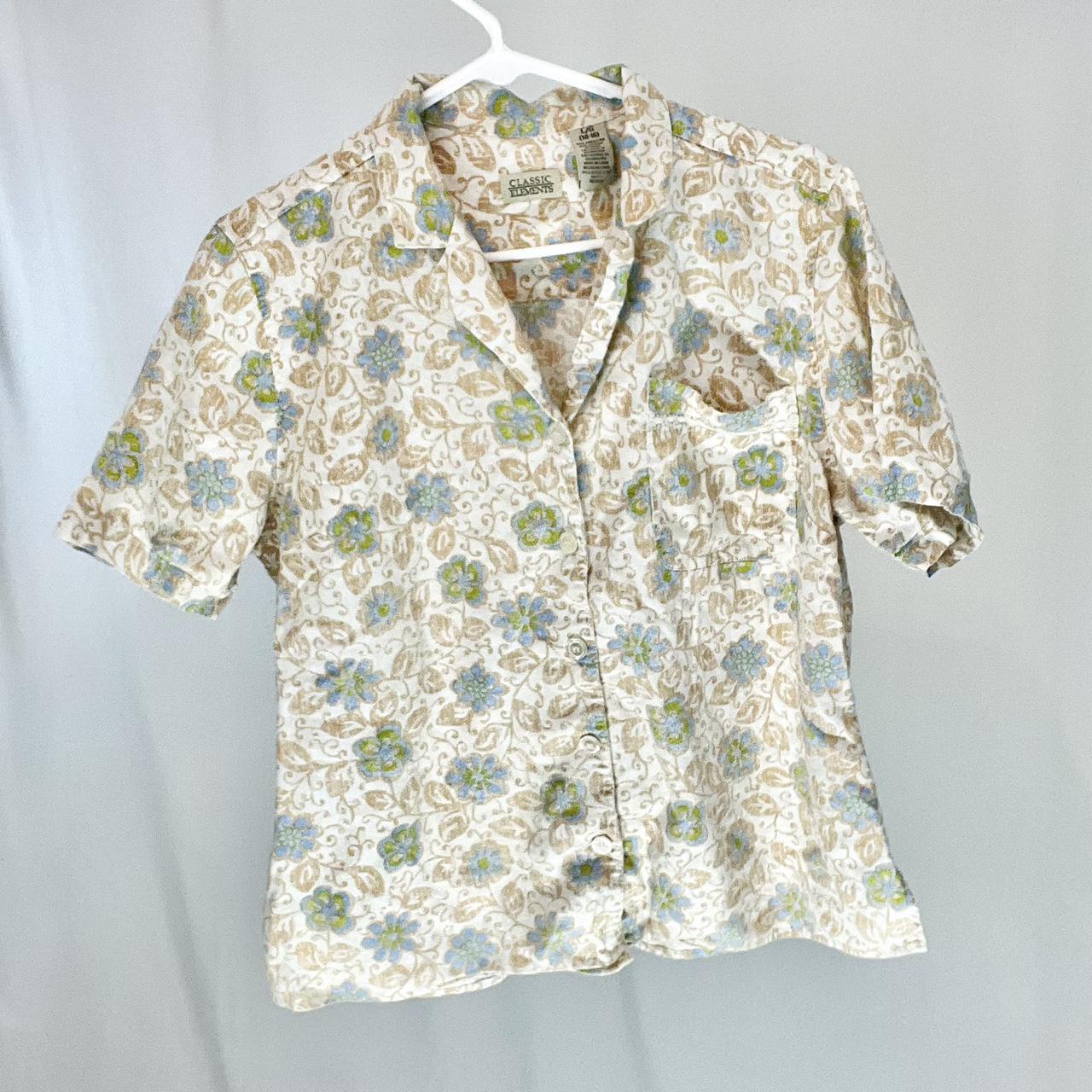 Hawaiian button up - vintage print with green,... - Depop