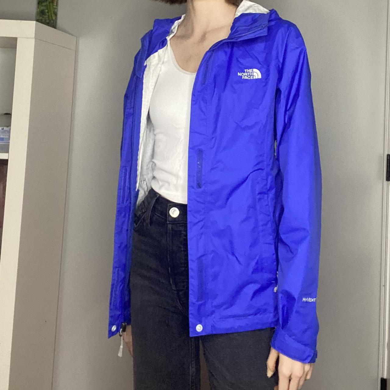 The North Face Electric Blue Hooded Zip Up Rain Wind - Depop
