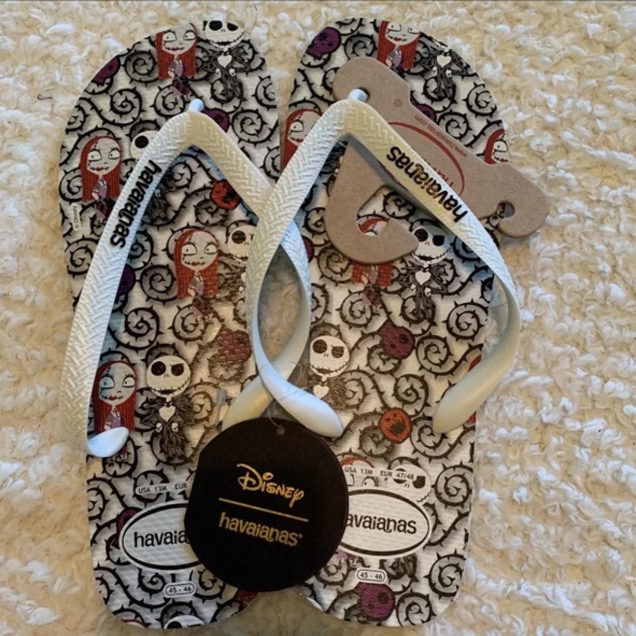 Havaianas Men's White and Black Flipflops