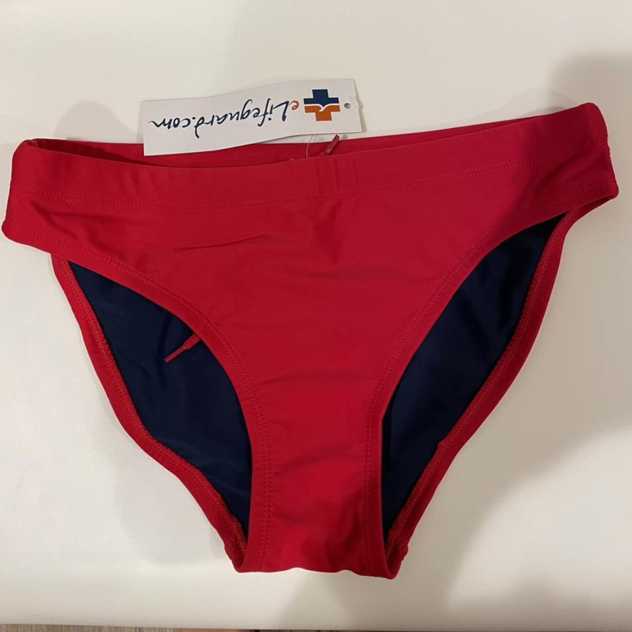 Red Lifeguard Bikini Bottoms- Size Medium - Depop