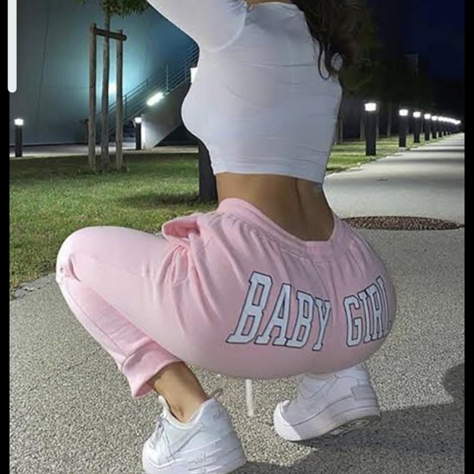 fashion nova baby girl pink sweatpants Size S,... - Depop