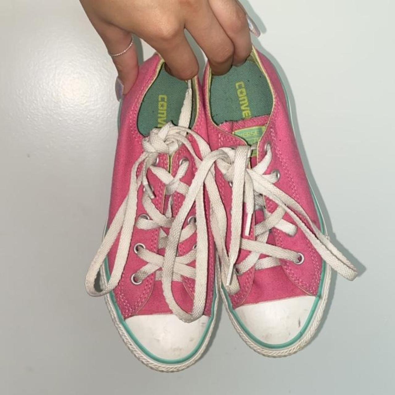 neon pink and green converse