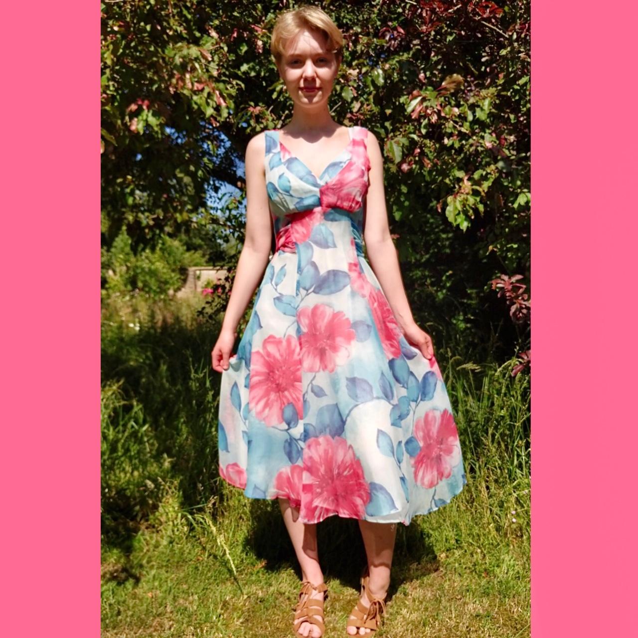 Women's Pink and Blue Dress | Depop