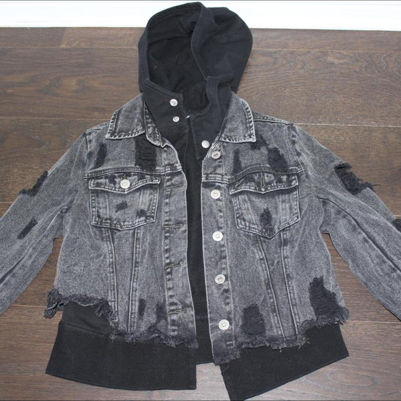 hoodie jean jacket tags hoodie jacket... Depop