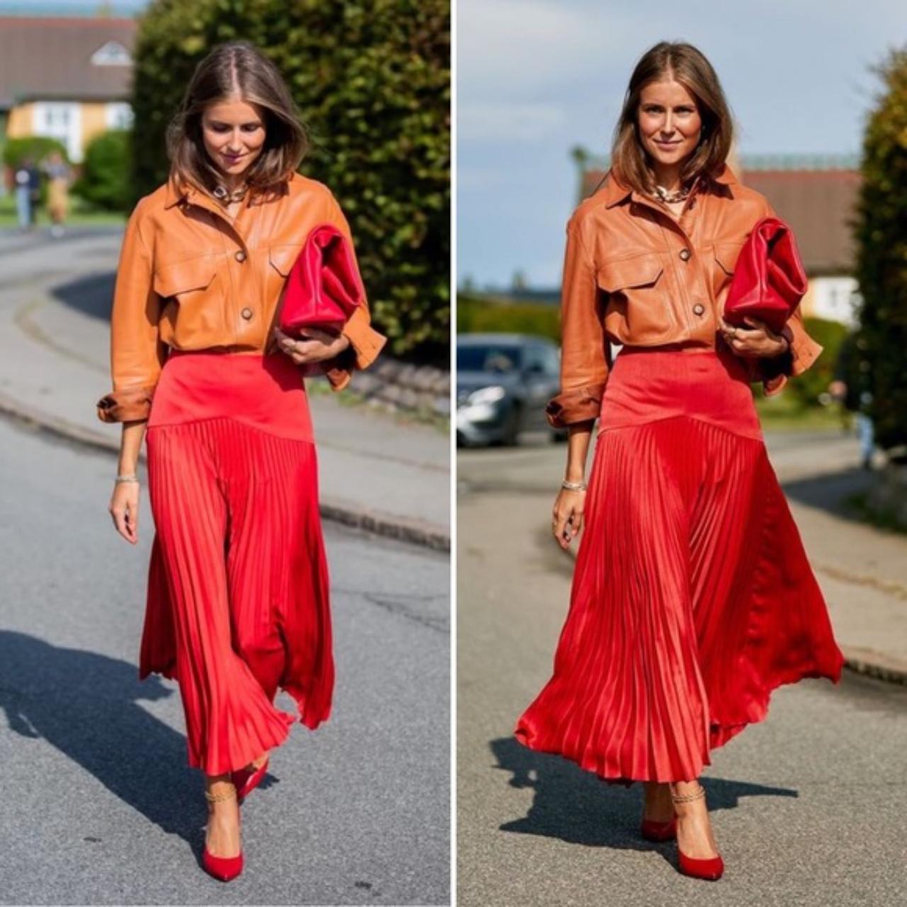 H&M pleated satin midi skirt *blogger... Depop